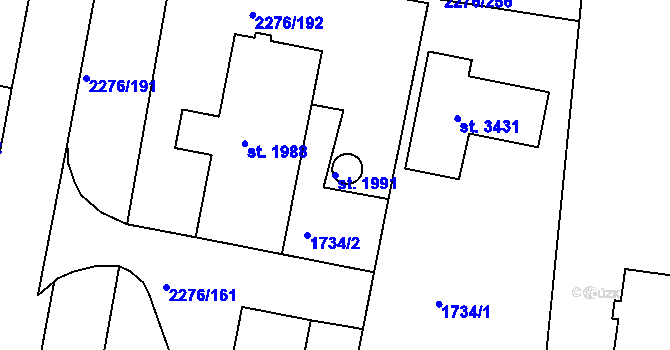 Parcela st. 1991 v KÚ Vlašim, Katastrální mapa