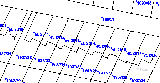 Parcela st. 2014 v KÚ Vlašim, Katastrální mapa