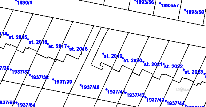 Parcela st. 2019 v KÚ Vlašim, Katastrální mapa