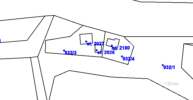 Parcela st. 2028 v KÚ Vlašim, Katastrální mapa