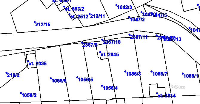 Parcela st. 2045 v KÚ Vlašim, Katastrální mapa
