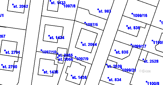 Parcela st. 2064 v KÚ Vlašim, Katastrální mapa