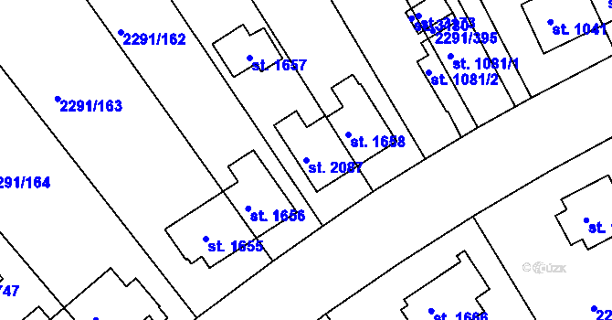 Parcela st. 2087 v KÚ Vlašim, Katastrální mapa