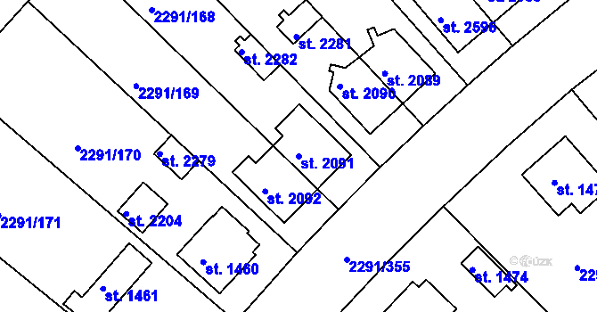 Parcela st. 2091 v KÚ Vlašim, Katastrální mapa