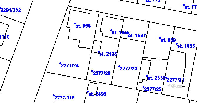Parcela st. 2133 v KÚ Vlašim, Katastrální mapa