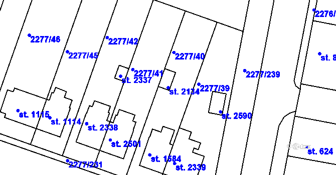 Parcela st. 2134 v KÚ Vlašim, Katastrální mapa