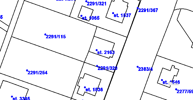 Parcela st. 2163 v KÚ Vlašim, Katastrální mapa