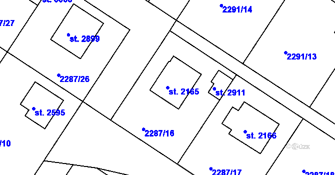 Parcela st. 2165 v KÚ Vlašim, Katastrální mapa