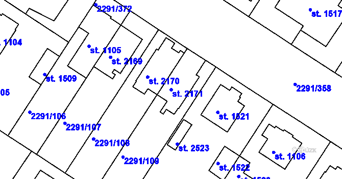 Parcela st. 2171 v KÚ Vlašim, Katastrální mapa