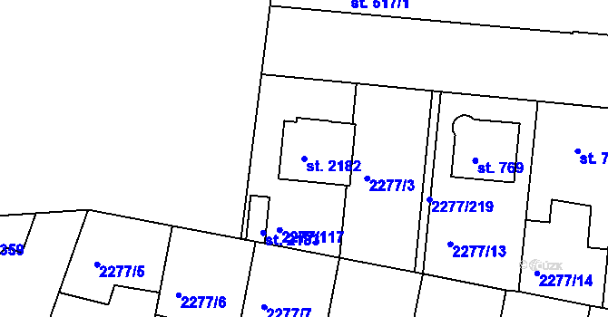 Parcela st. 2182 v KÚ Vlašim, Katastrální mapa