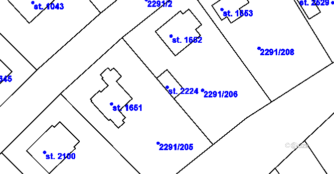 Parcela st. 2224 v KÚ Vlašim, Katastrální mapa