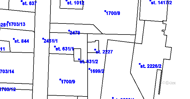 Parcela st. 2227 v KÚ Vlašim, Katastrální mapa