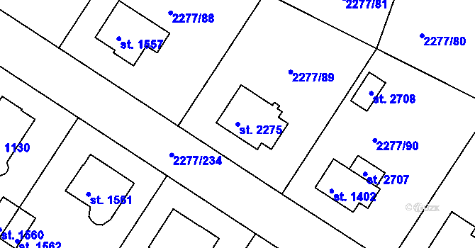 Parcela st. 2275 v KÚ Vlašim, Katastrální mapa