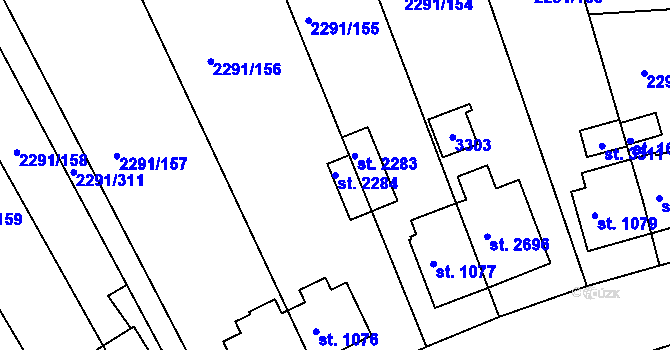 Parcela st. 2284 v KÚ Vlašim, Katastrální mapa