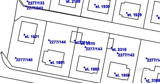 Parcela st. 2315 v KÚ Vlašim, Katastrální mapa