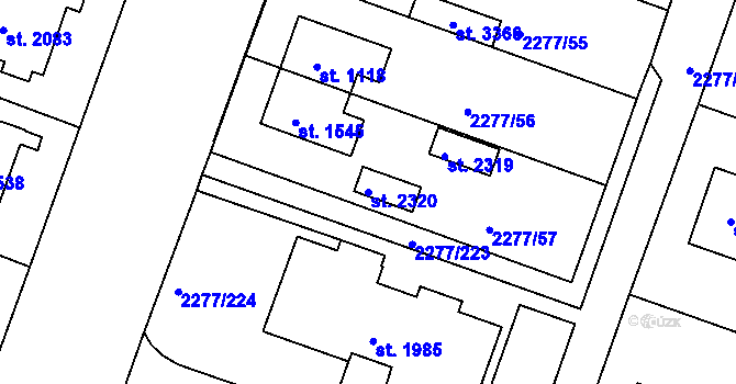 Parcela st. 2320 v KÚ Vlašim, Katastrální mapa