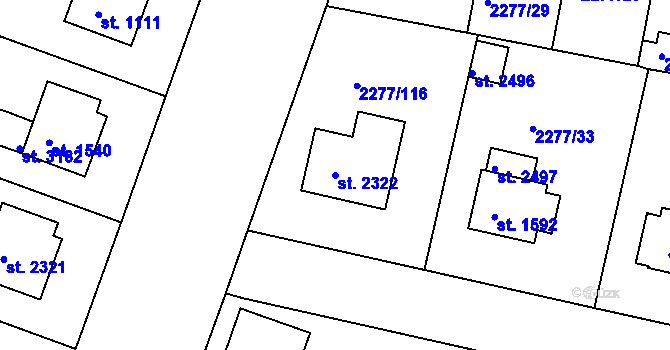 Parcela st. 2322 v KÚ Vlašim, Katastrální mapa