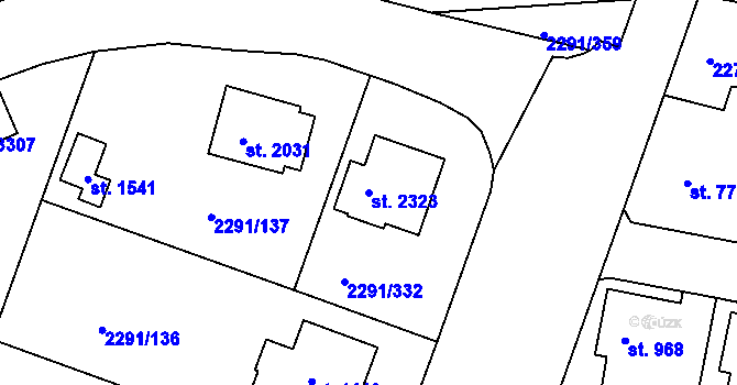 Parcela st. 2323 v KÚ Vlašim, Katastrální mapa