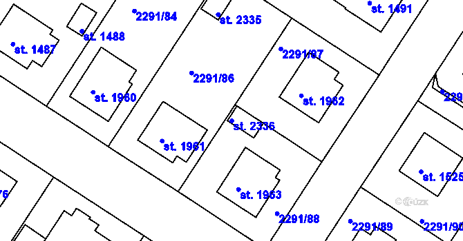 Parcela st. 2336 v KÚ Vlašim, Katastrální mapa