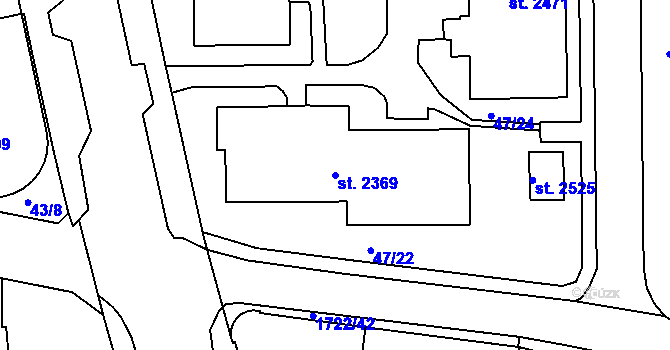 Parcela st. 2369 v KÚ Vlašim, Katastrální mapa