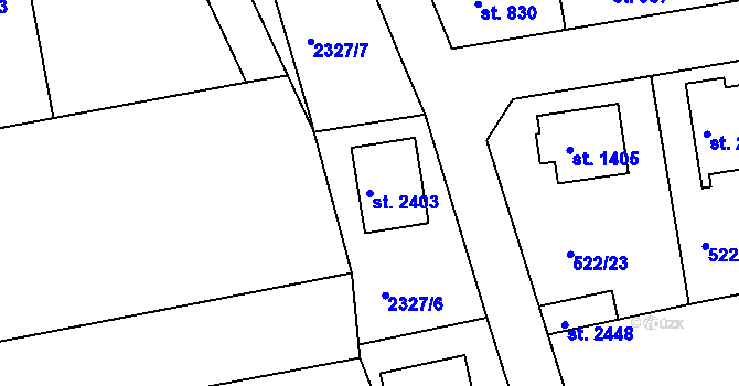 Parcela st. 2403 v KÚ Vlašim, Katastrální mapa