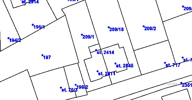 Parcela st. 2414 v KÚ Vlašim, Katastrální mapa
