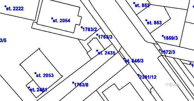 Parcela st. 2435 v KÚ Vlašim, Katastrální mapa