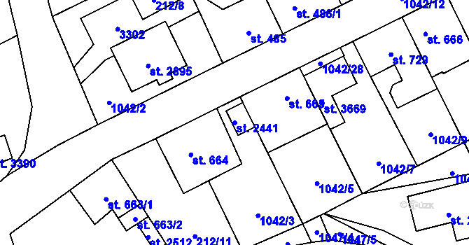 Parcela st. 2441 v KÚ Vlašim, Katastrální mapa