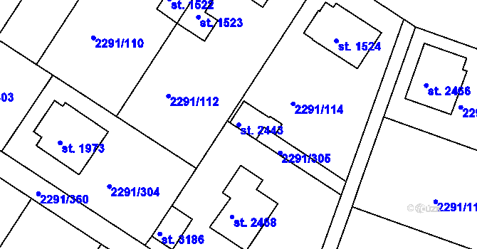 Parcela st. 2443 v KÚ Vlašim, Katastrální mapa