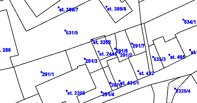 Parcela st. 2445 v KÚ Vlašim, Katastrální mapa