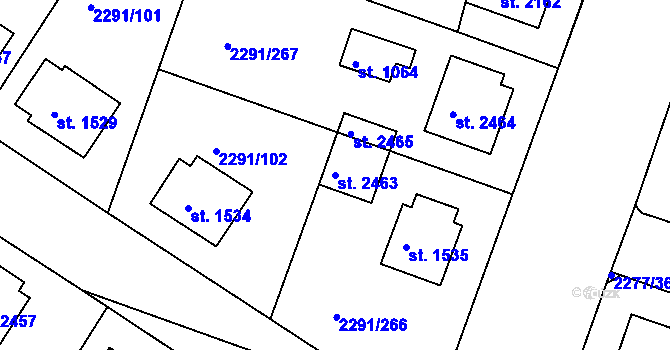 Parcela st. 2463 v KÚ Vlašim, Katastrální mapa