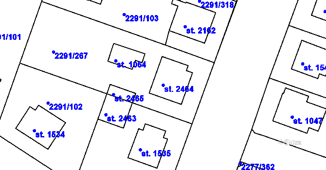 Parcela st. 2464 v KÚ Vlašim, Katastrální mapa