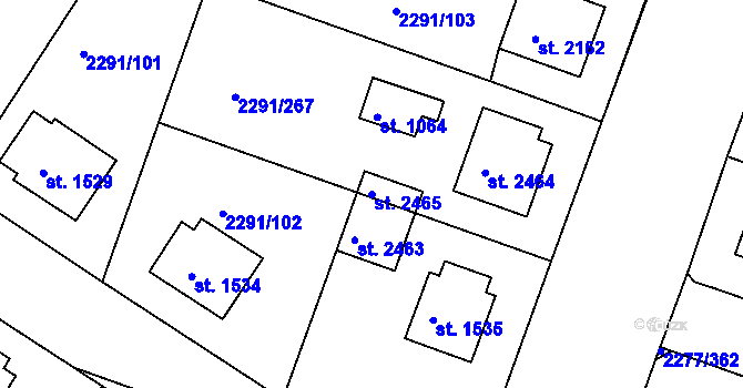 Parcela st. 2465 v KÚ Vlašim, Katastrální mapa