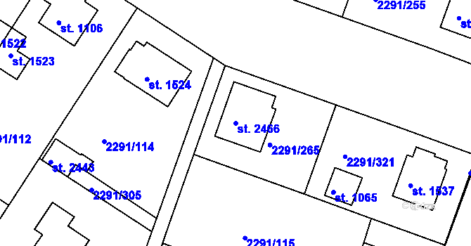 Parcela st. 2466 v KÚ Vlašim, Katastrální mapa