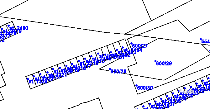 Parcela st. 2481 v KÚ Vlašim, Katastrální mapa