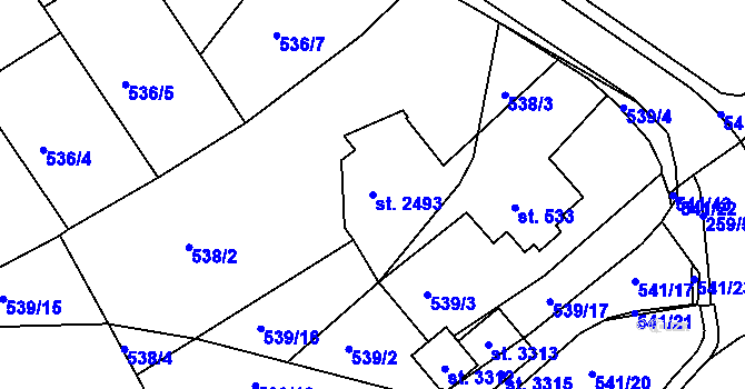 Parcela st. 2493 v KÚ Vlašim, Katastrální mapa