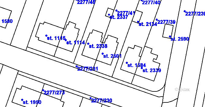 Parcela st. 2501 v KÚ Vlašim, Katastrální mapa