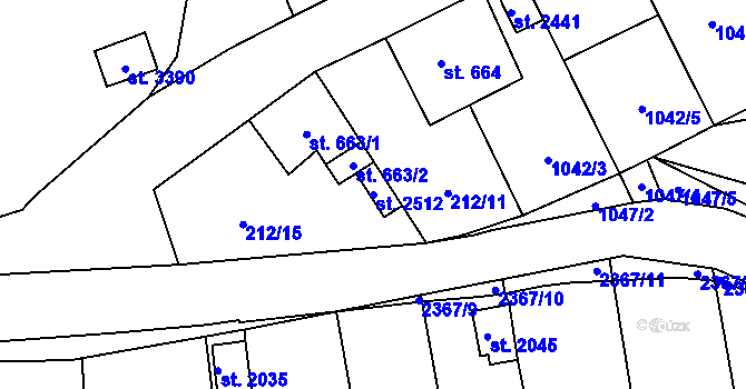 Parcela st. 2512 v KÚ Vlašim, Katastrální mapa