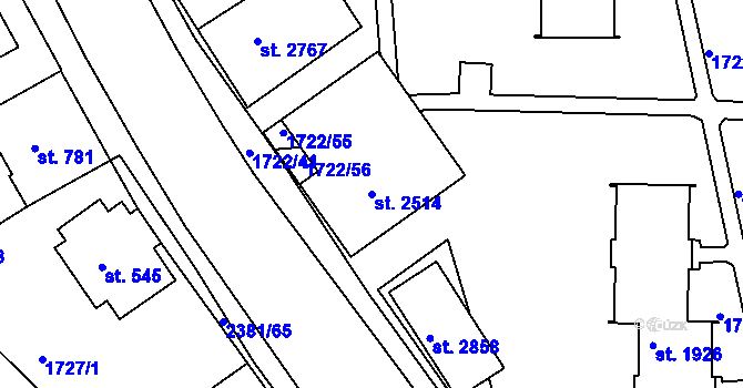 Parcela st. 2514 v KÚ Vlašim, Katastrální mapa