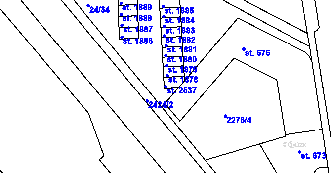 Parcela st. 2537 v KÚ Vlašim, Katastrální mapa