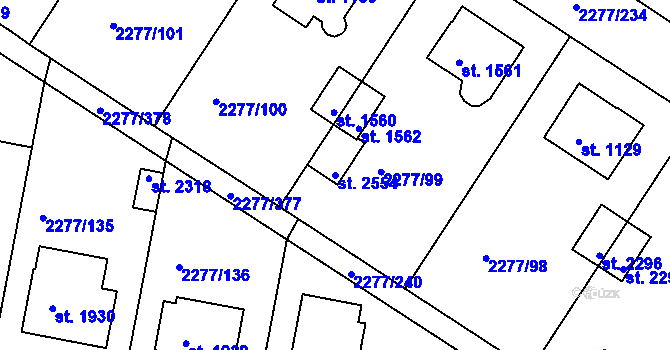 Parcela st. 2554 v KÚ Vlašim, Katastrální mapa