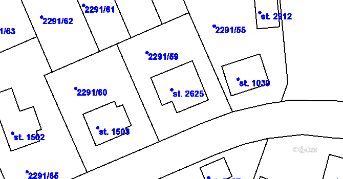 Parcela st. 2625 v KÚ Vlašim, Katastrální mapa