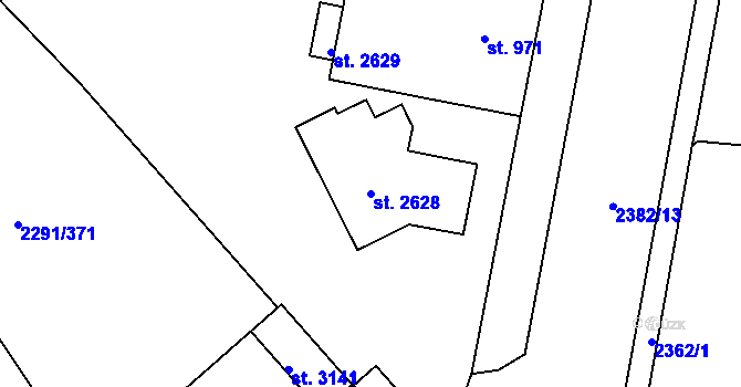 Parcela st. 2628 v KÚ Vlašim, Katastrální mapa