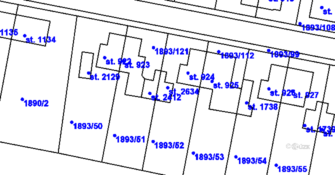 Parcela st. 2634 v KÚ Vlašim, Katastrální mapa
