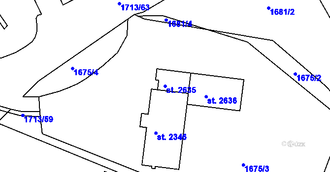 Parcela st. 2635 v KÚ Vlašim, Katastrální mapa