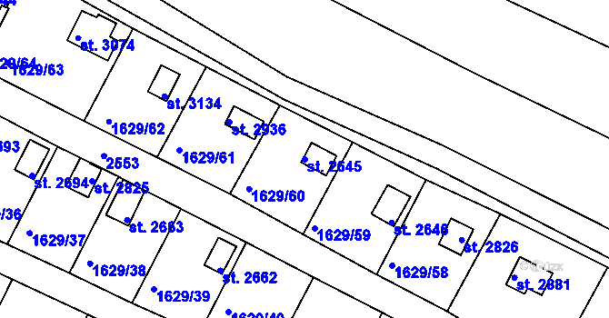 Parcela st. 2645 v KÚ Vlašim, Katastrální mapa