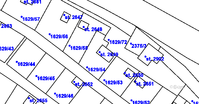 Parcela st. 2649 v KÚ Vlašim, Katastrální mapa