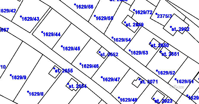 Parcela st. 2652 v KÚ Vlašim, Katastrální mapa
