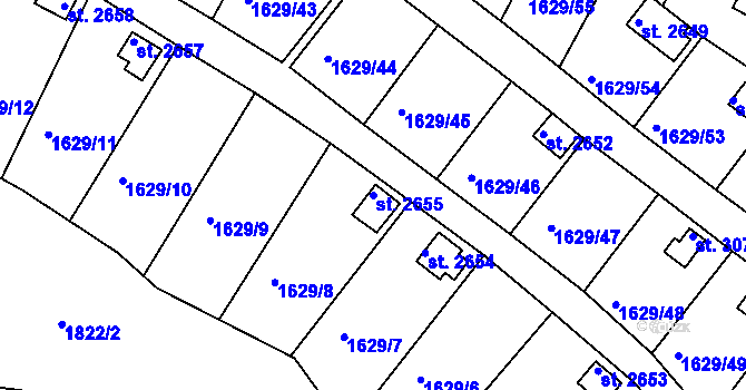 Parcela st. 2655 v KÚ Vlašim, Katastrální mapa