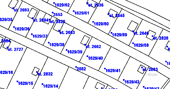 Parcela st. 2662 v KÚ Vlašim, Katastrální mapa
